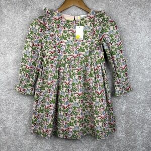 Mini Boden Girl's Long Sleeve Frill Tiered Dress Dusky Pink Wildflower Size 7-8